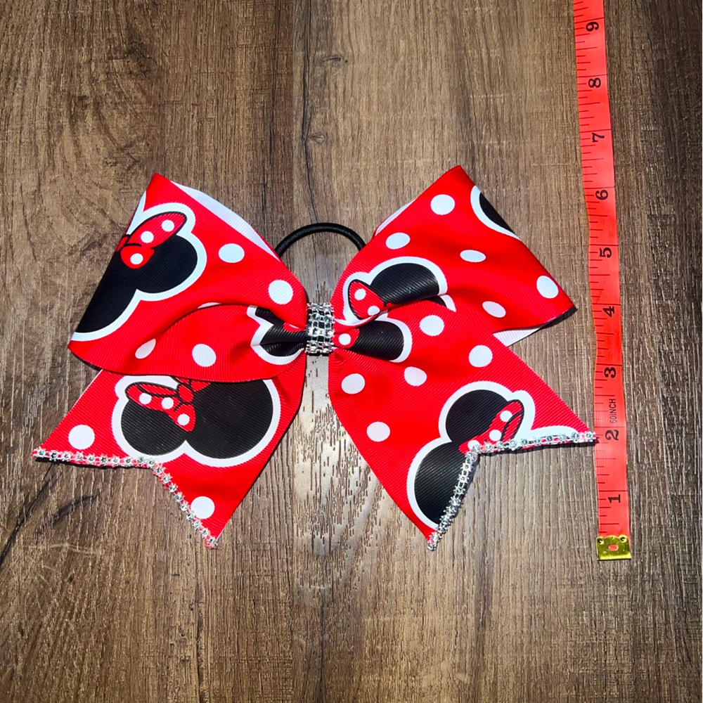 New! Handmade Disney Minnie Mouse Large Cheerleading Bow!